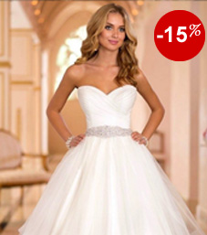 Скидка 15% при покупке свадебного платья